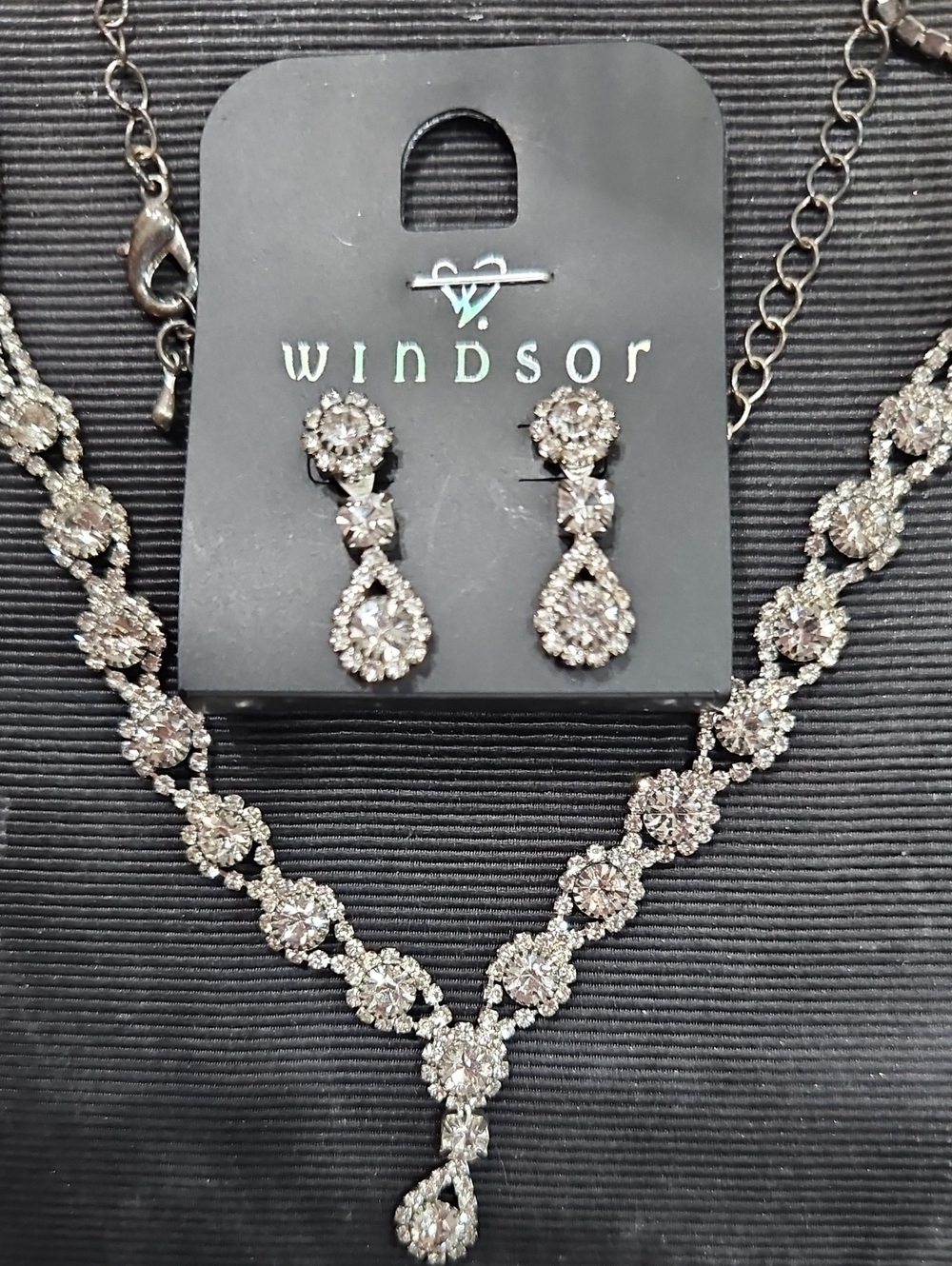 'Silver Crystal' Drop Necklace and Earring Set